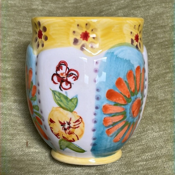 Biscuit for Anthropologie Coffee Mug or Cup 10 oz Sunflowers Pansies Colorful! - Picture 9 of 12